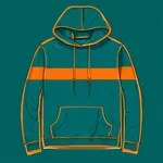 long-sleeved teal hoodie with horizontal orange stripe image